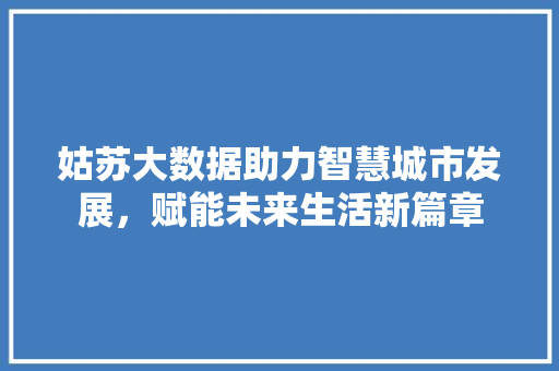 姑苏大数据助力智慧城市发展，赋能未来生活新篇章