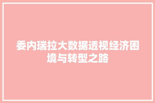 委内瑞拉大数据透视经济困境与转型之路