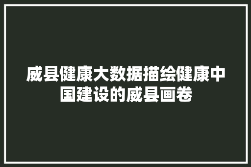 威县健康大数据描绘健康中国建设的威县画卷