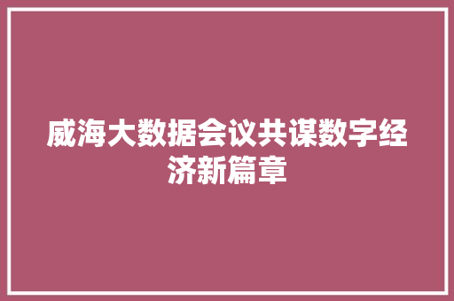 威海大数据会议共谋数字经济新篇章  第1张