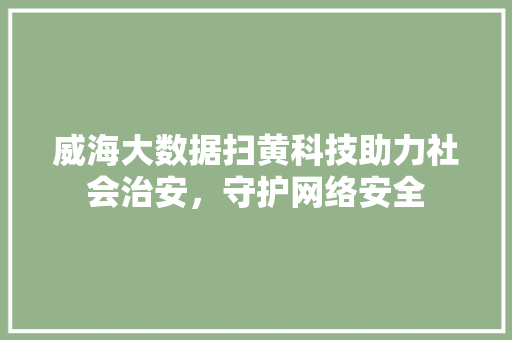 威海大数据扫黄科技助力社会治安，守护网络安全  第1张