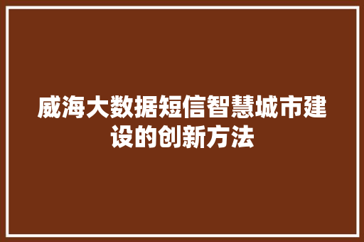 威海大数据短信智慧城市建设的创新方法  第1张