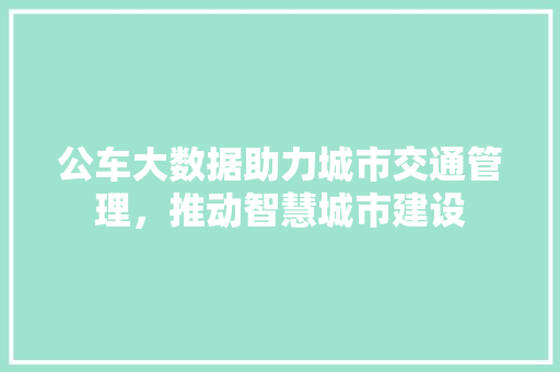 公车大数据助力城市交通管理，推动智慧城市建设