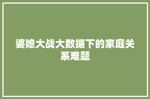 婆媳大战大数据下的家庭关系难题