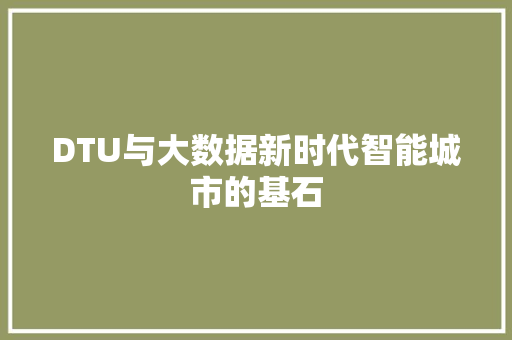 DTU与大数据新时代智能城市的基石