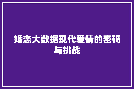 婚恋大数据现代爱情的密码与挑战