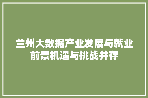 兰州大数据产业发展与就业前景机遇与挑战并存  第1张