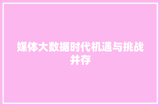媒体大数据时代机遇与挑战并存  第1张