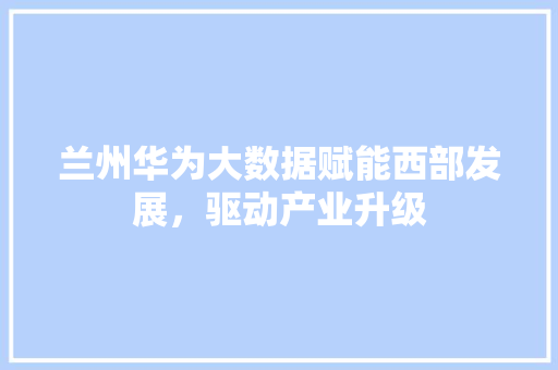 兰州华为大数据赋能西部发展，驱动产业升级