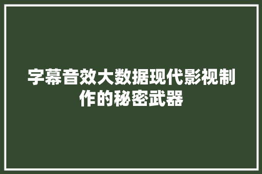 字幕音效大数据现代影视制作的秘密武器