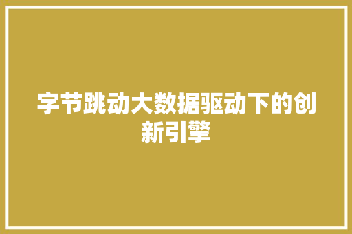 字节跳动大数据驱动下的创新引擎