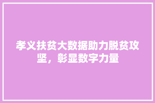 孝义扶贫大数据助力脱贫攻坚，彰显数字力量