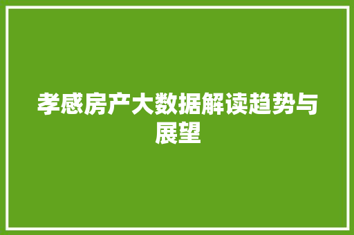 孝感房产大数据解读趋势与展望