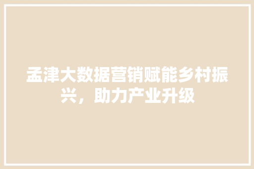 孟津大数据营销赋能乡村振兴，助力产业升级