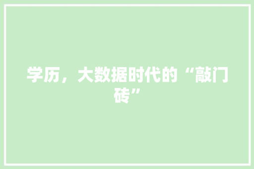 学历，大数据时代的“敲门砖”