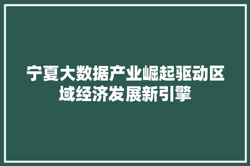 宁夏大数据产业崛起驱动区域经济发展新引擎  第1张