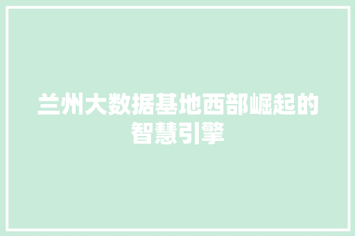 兰州大数据基地西部崛起的智慧引擎  第1张