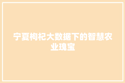 宁夏枸杞大数据下的智慧农业瑰宝
