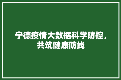 宁德疫情大数据科学防控，共筑健康防线