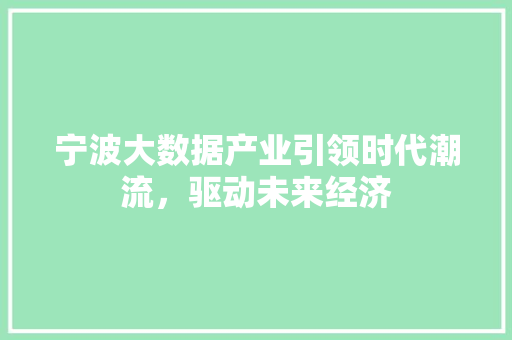 宁波大数据产业引领时代潮流，驱动未来经济  第1张