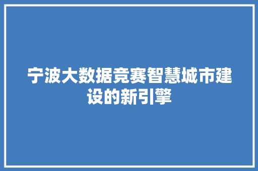 宁波大数据竞赛智慧城市建设的新引擎  第1张