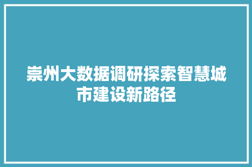 崇州大数据调研探索智慧城市建设新路径