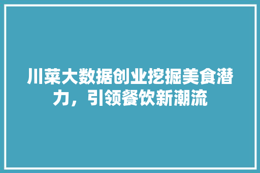 川菜大数据创业挖掘美食潜力，引领餐饮新潮流