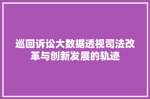 巡回诉讼大数据透视司法改革与创新发展的轨迹