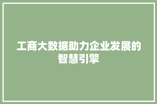工商大数据助力企业发展的智慧引擎  第1张