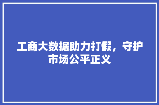 工商大数据助力打假，守护市场公平正义