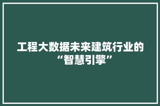 工程大数据未来建筑行业的“智慧引擎”  第1张