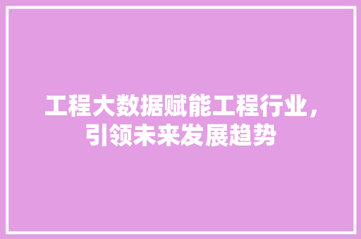 工程大数据赋能工程行业，引领未来发展趋势  第1张
