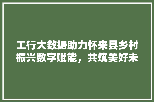 工行大数据助力怀来县乡村振兴数字赋能，共筑美好未来
