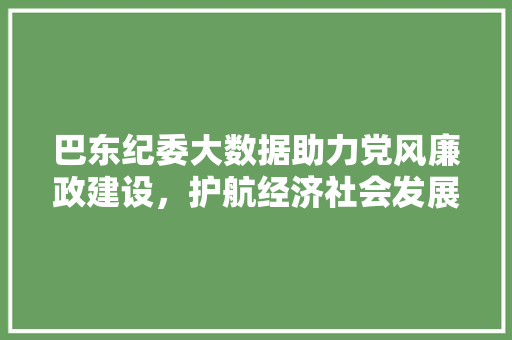 巴东纪委大数据助力党风廉政建设，护航经济社会发展