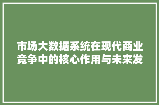 市场大数据系统在现代商业竞争中的核心作用与未来发展趋势  第1张