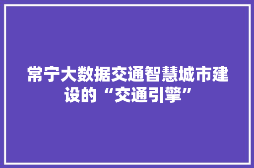 常宁大数据交通智慧城市建设的“交通引擎”