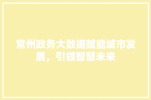常州政务大数据赋能城市发展，引领智慧未来