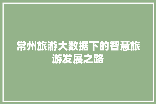 常州旅游大数据下的智慧旅游发展之路