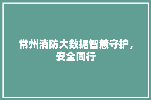 常州消防大数据智慧守护，安全同行  第1张
