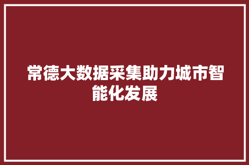 常德大数据采集助力城市智能化发展  第1张
