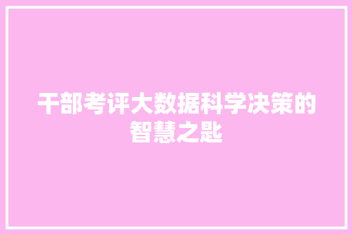 干部考评大数据科学决策的智慧之匙
