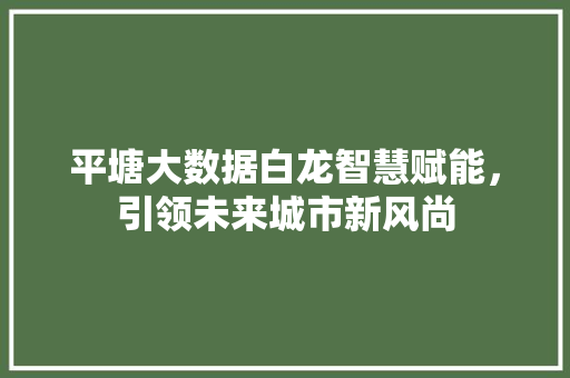 平塘大数据白龙智慧赋能，引领未来城市新风尚