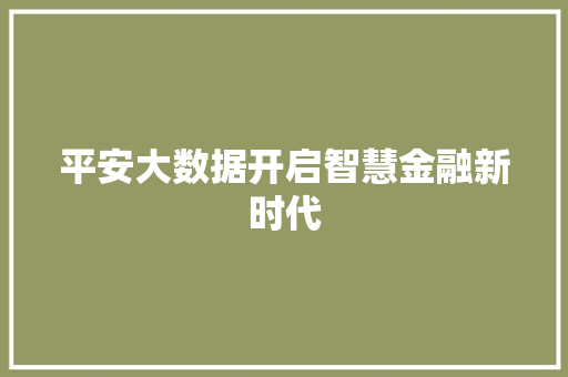 平安大数据开启智慧金融新时代  第1张