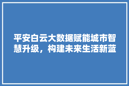 平安白云大数据赋能城市智慧升级，构建未来生活新蓝图