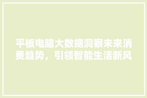 平板电脑大数据洞察未来消费趋势，引领智能生活新风尚