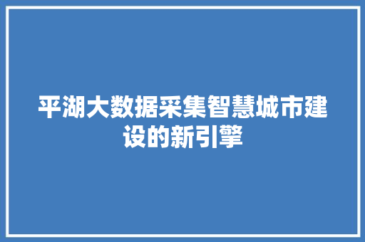 平湖大数据采集智慧城市建设的新引擎
