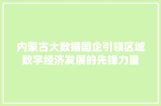 内蒙古大数据国企引领区域数字经济发展的先锋力量