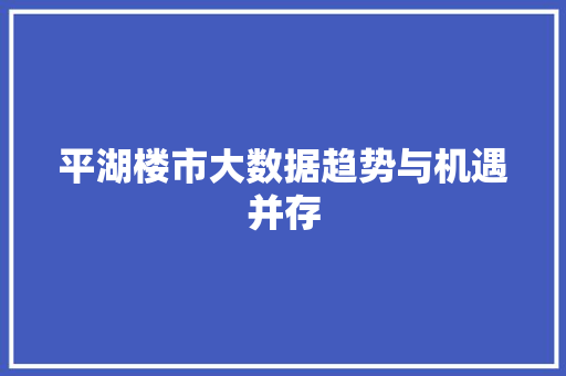 平湖楼市大数据趋势与机遇并存