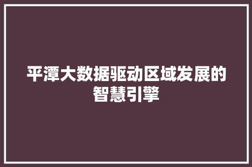 平潭大数据驱动区域发展的智慧引擎