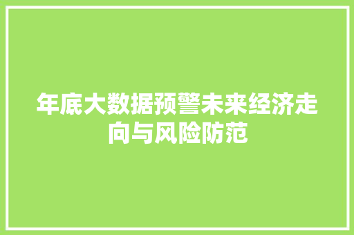 年底大数据预警未来经济走向与风险防范